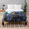 Soft and plush anime-themed blanket featuring the character Albedo from the series Overlord