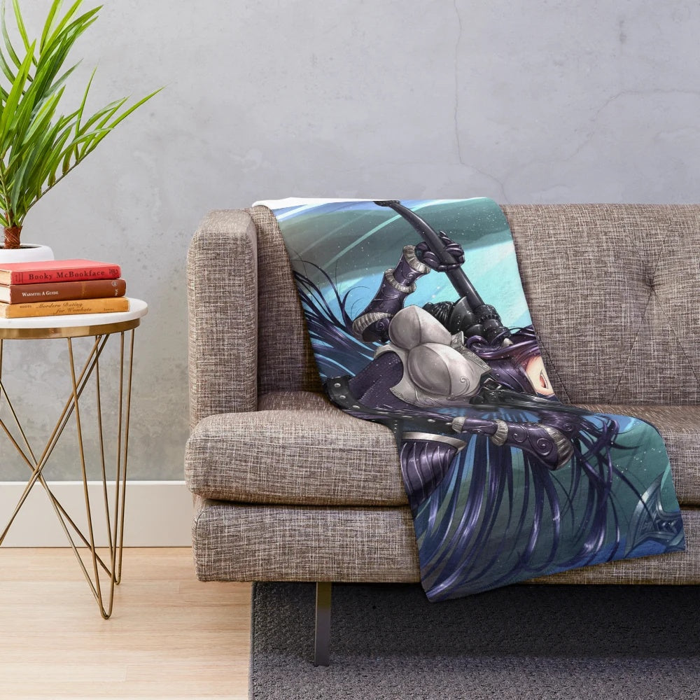 Soft and plush anime-themed blanket featuring the character Albedo from the series Overlord