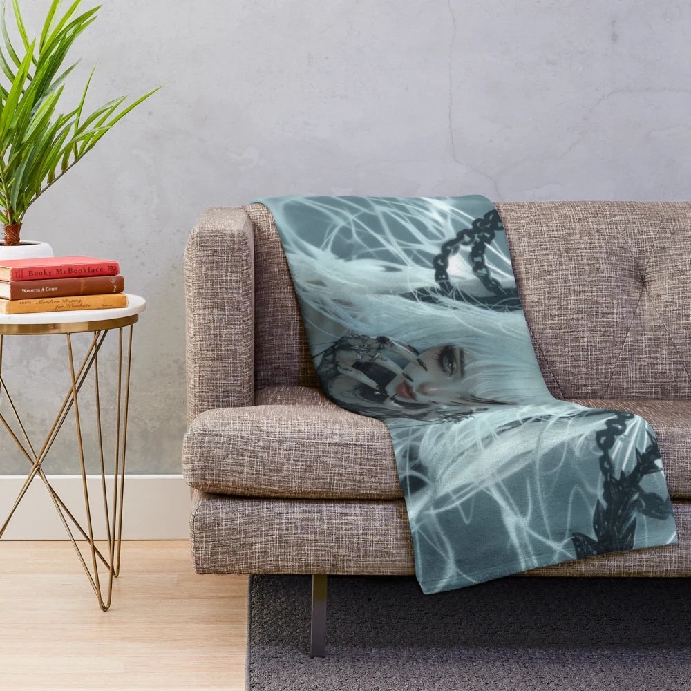 Soft, plush blanket featuring an anime-inspired design with a girl in an alternative, grunge style