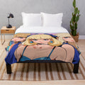Anime-inspired plush blanket with cartoon girls at the cinema