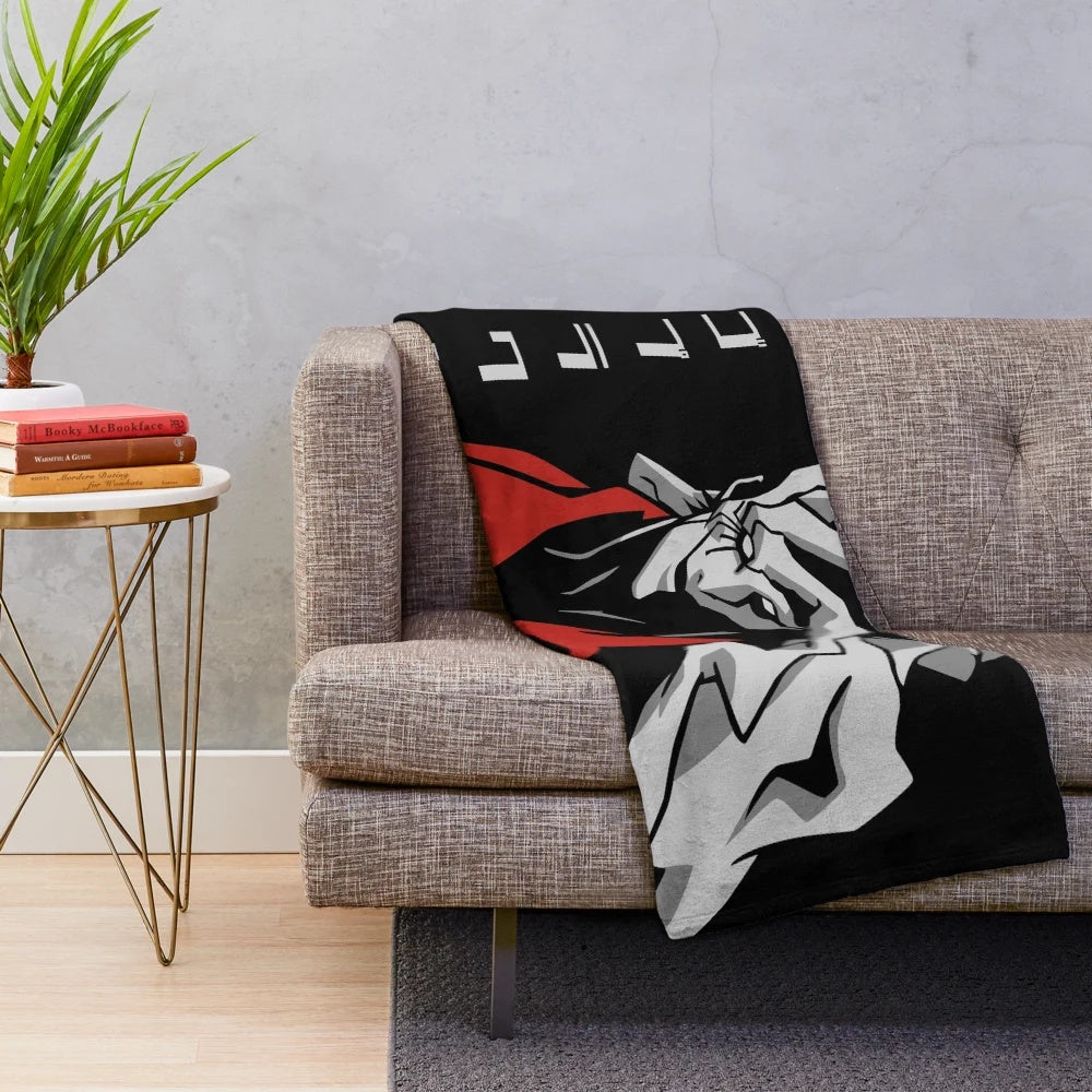 Ergo Proxy-themed plush blanket featuring Vincent Law