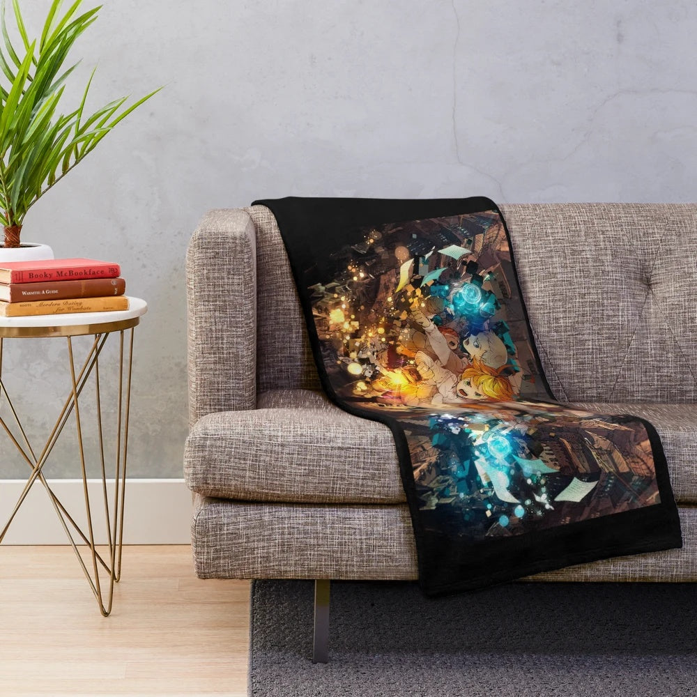 Cozy anime-inspired plush blanket featuring fan art design