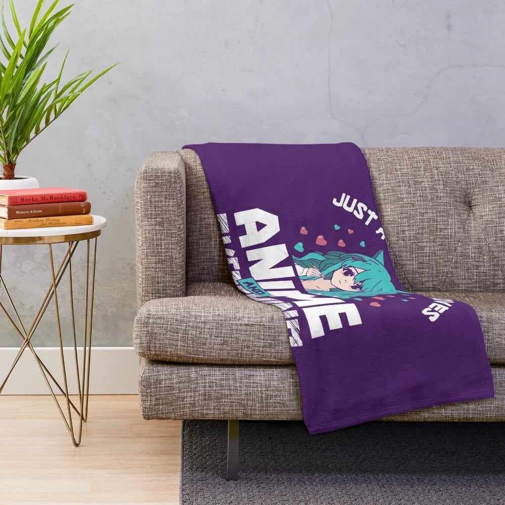 Anime-inspired plush blanket featuring cute anime girl design