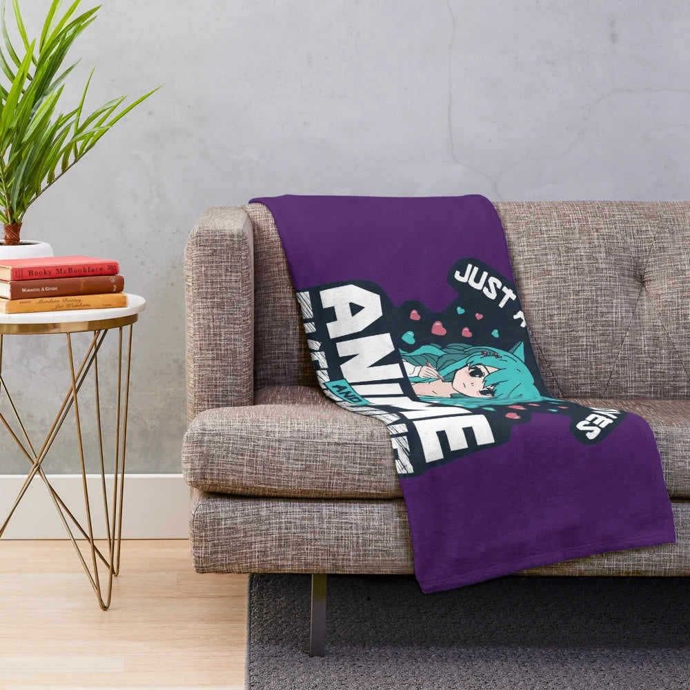 Anime-style plush blanket featuring a girl who loves sketching and drawing