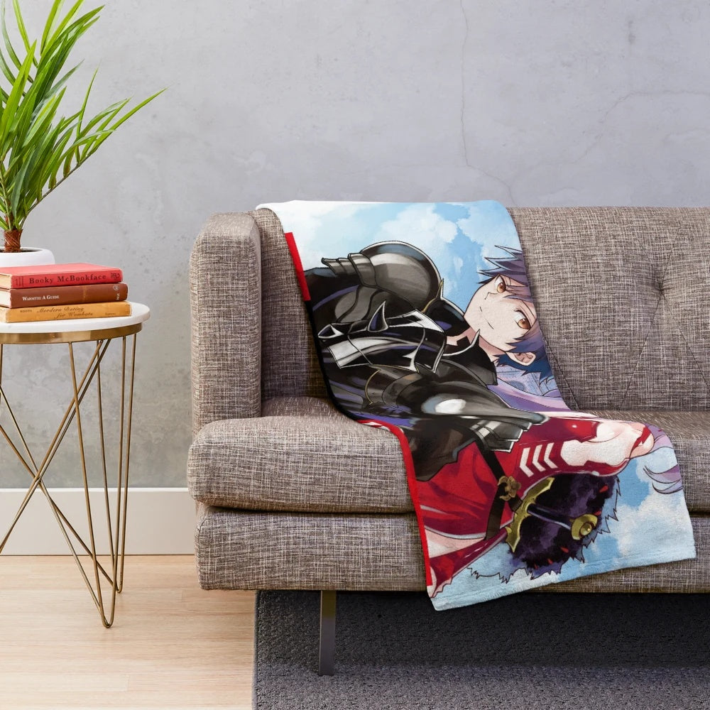 Soft anime-themed plush blanket featuring characters from "I'm Quitting Heroing