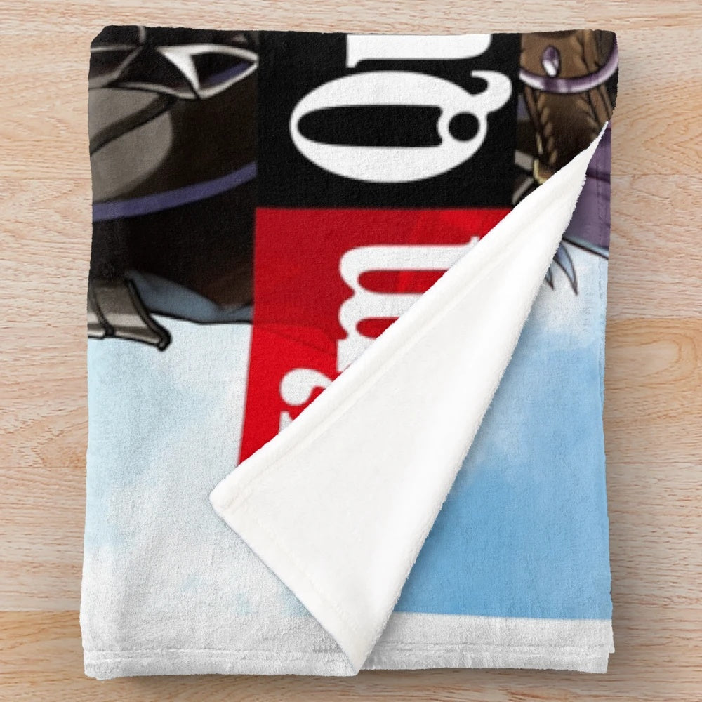 Soft anime-themed plush blanket featuring characters from "I'm Quitting Heroing