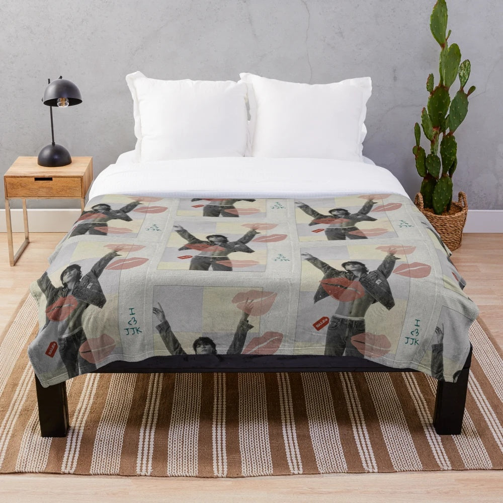 Soft, custom plush blanket featuring a JJK-inspired design