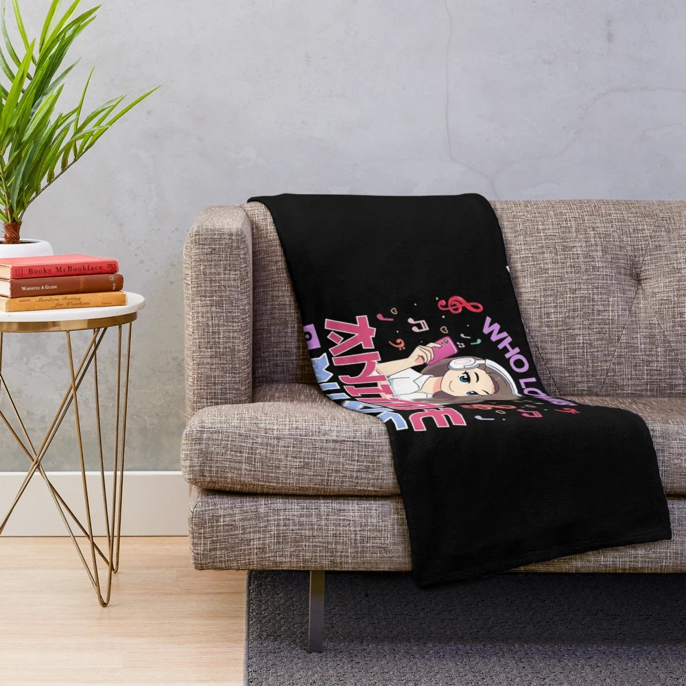 Soft and cuddly anime-themed plush blanket featuring a cute anime girl design