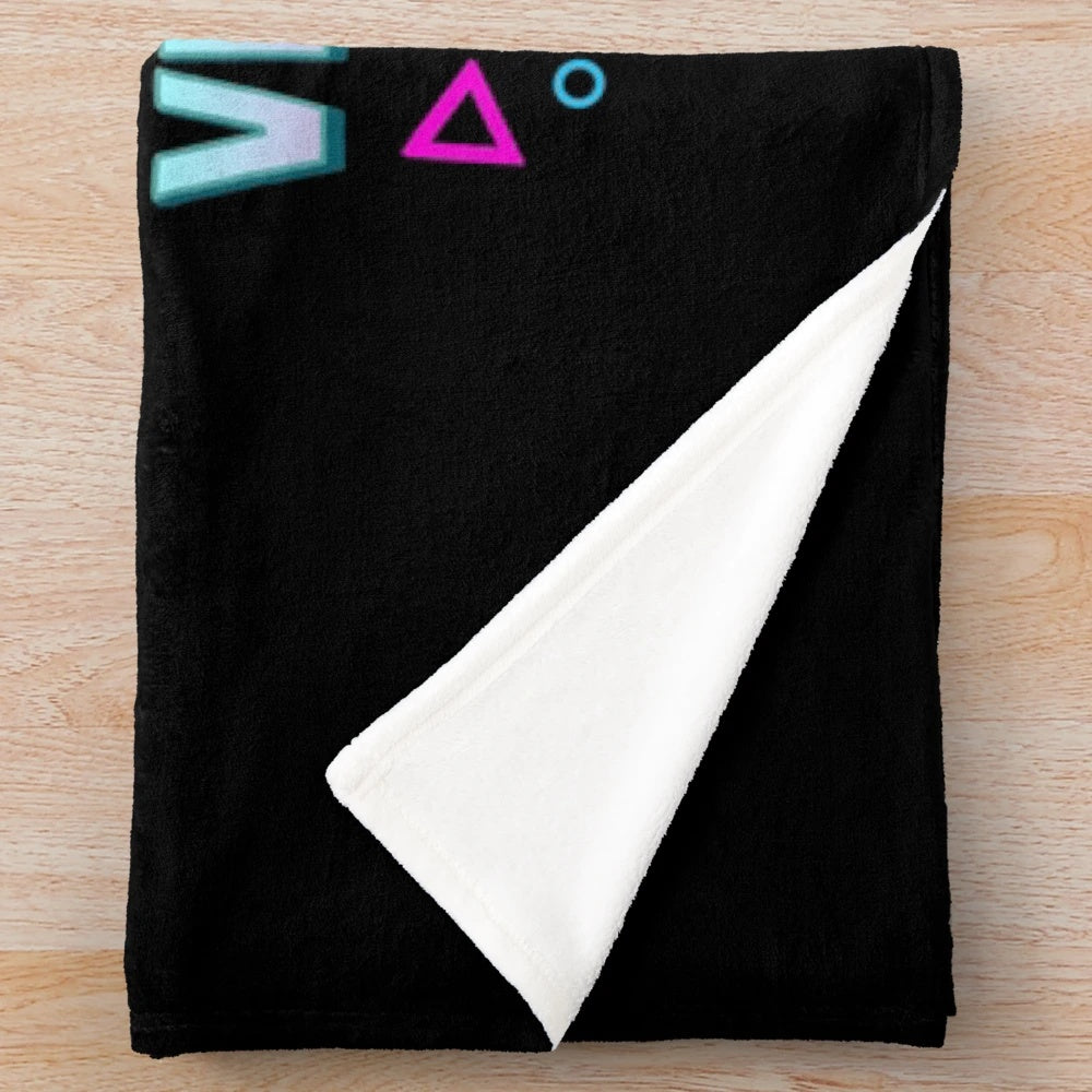 Cute anime-inspired plush blanket with a kawaii gamer girl design