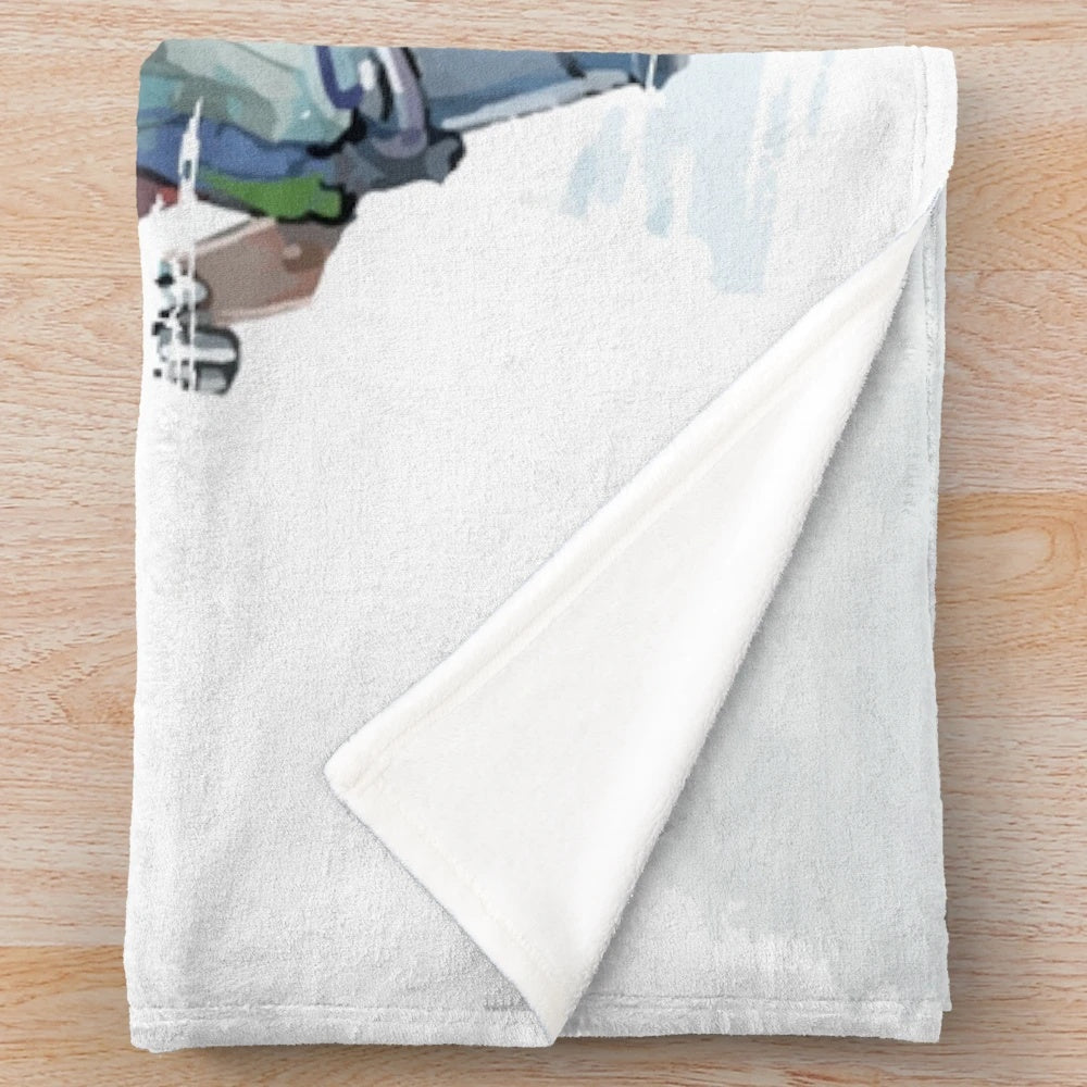 Made in Abyss-inspired plush blanket featuring characters Nanachi, Reg, and Riko