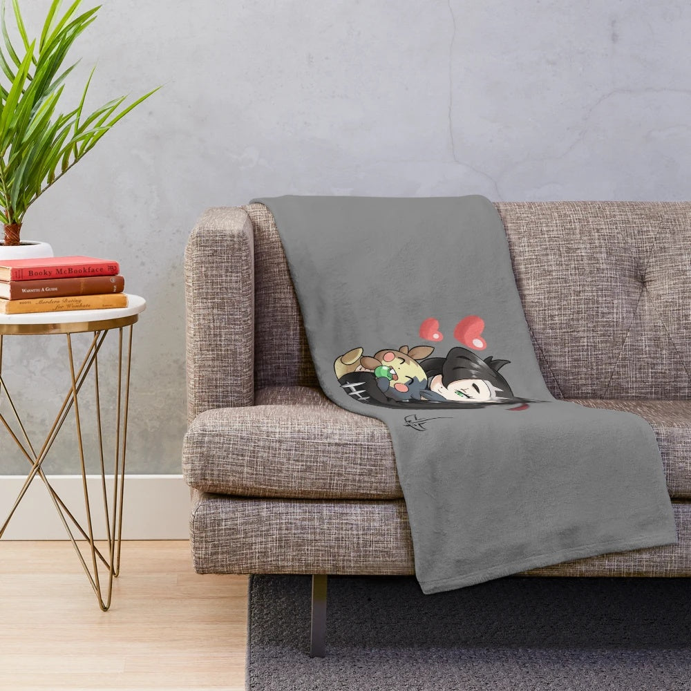 Marnie and Morpeko anime-inspired plush blanket