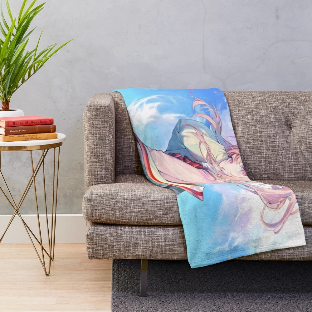 Plush blanket featuring the anime character Mizuki from the game Project Sekai