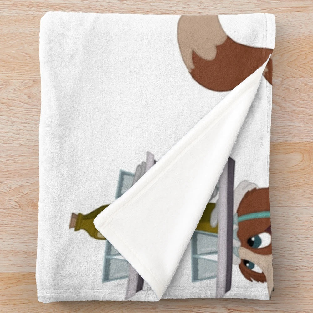 Nana with drinks white background plush blanket, anime-inspired home decor