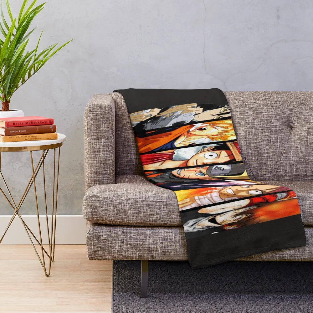 Cozy anime-themed plush blanket with soft, cuddly fabric
