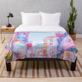 Anime-themed plush blanket with vaporwave aesthetic and soft, cozy design