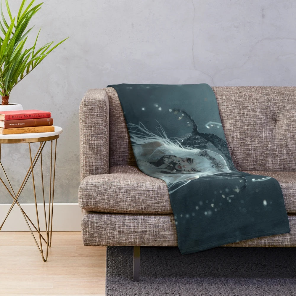 White-haired anime girl design on a plush, cozy blanket