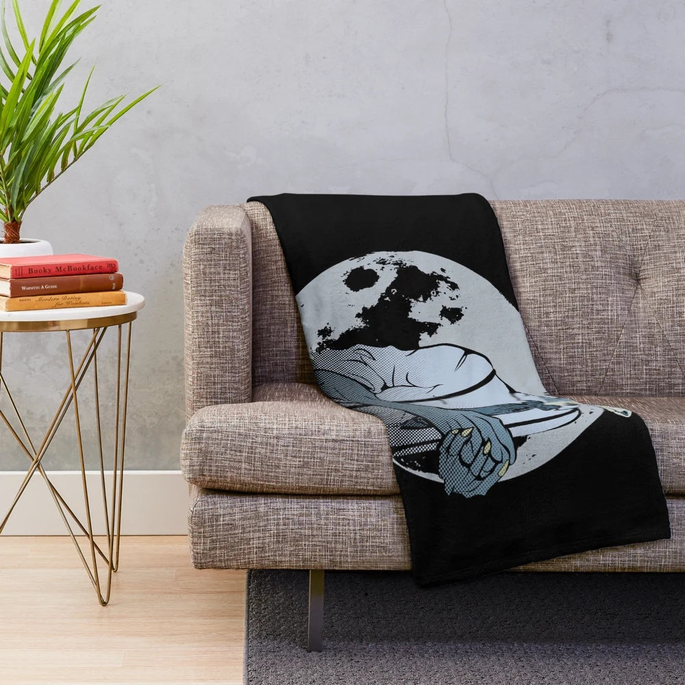 Beastars plush blanket featuring anime characters in a full moon animal design