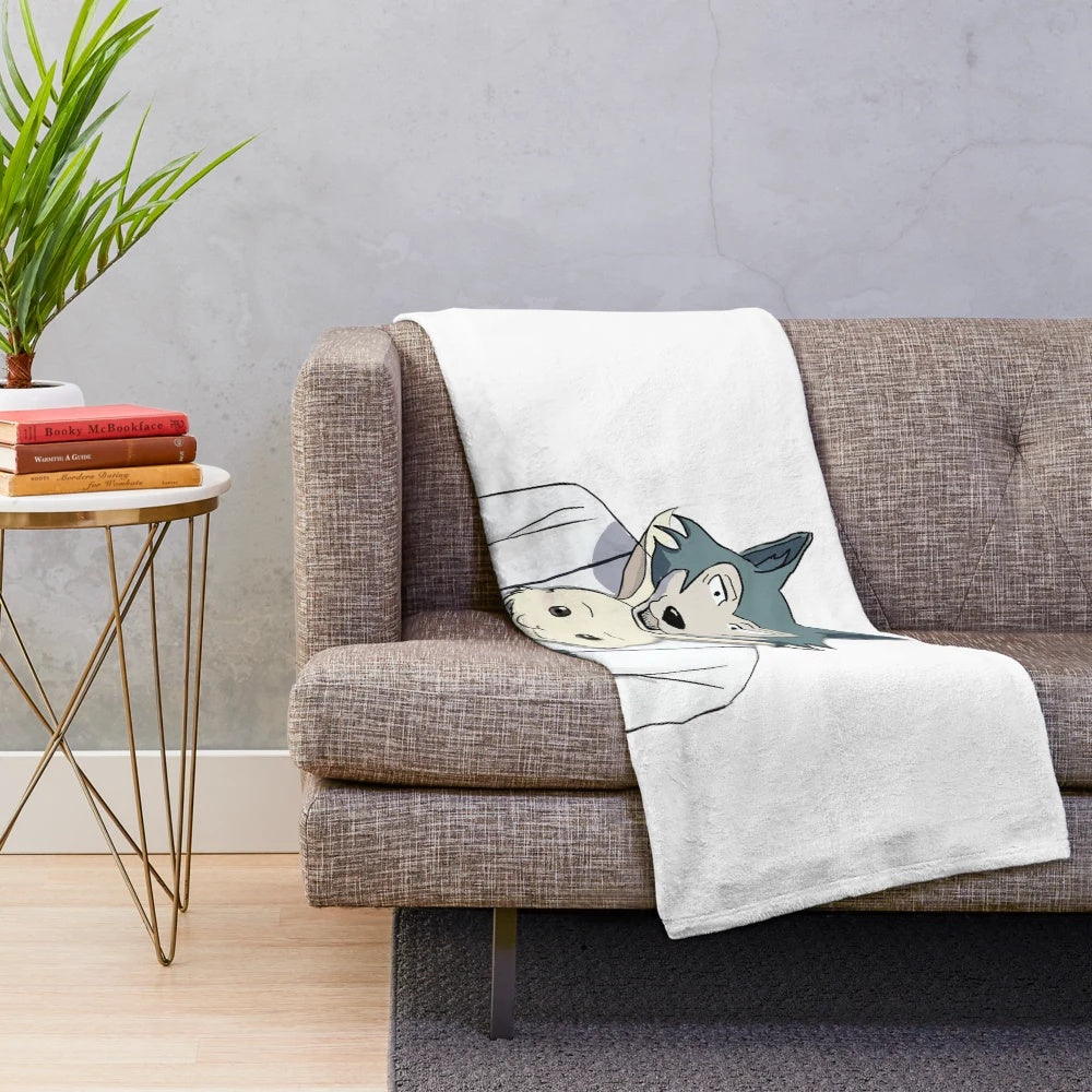 Soft plush blanket featuring characters Legoshi and Haru from the anime Beastars