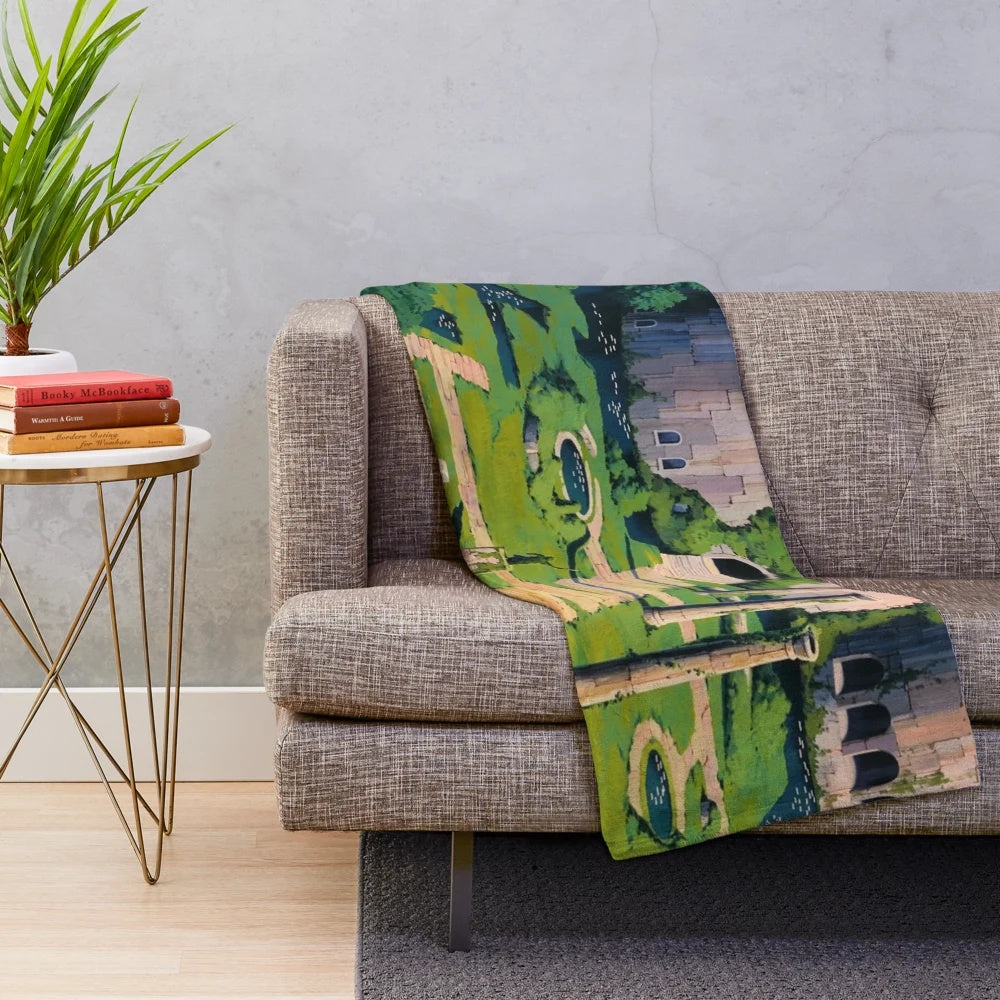 Cozy anime-themed plush blanket featuring nature and landscape elements