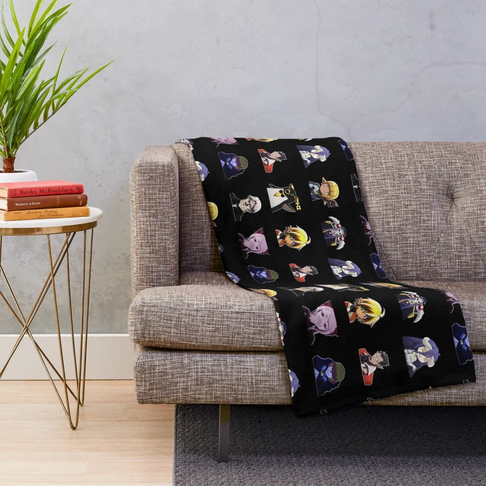 Cozy anime plush blanket featuring characters from the Overlord anime series