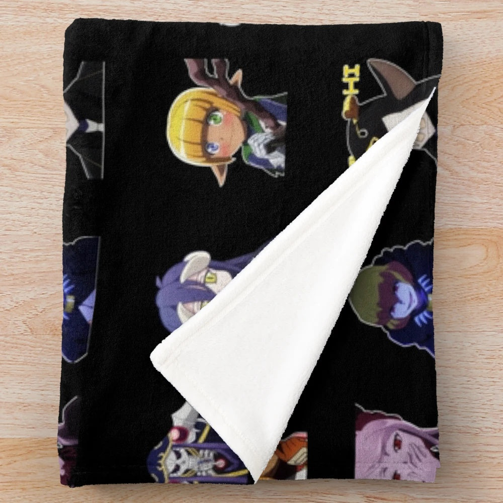 Cozy anime plush blanket featuring characters from the Overlord anime series