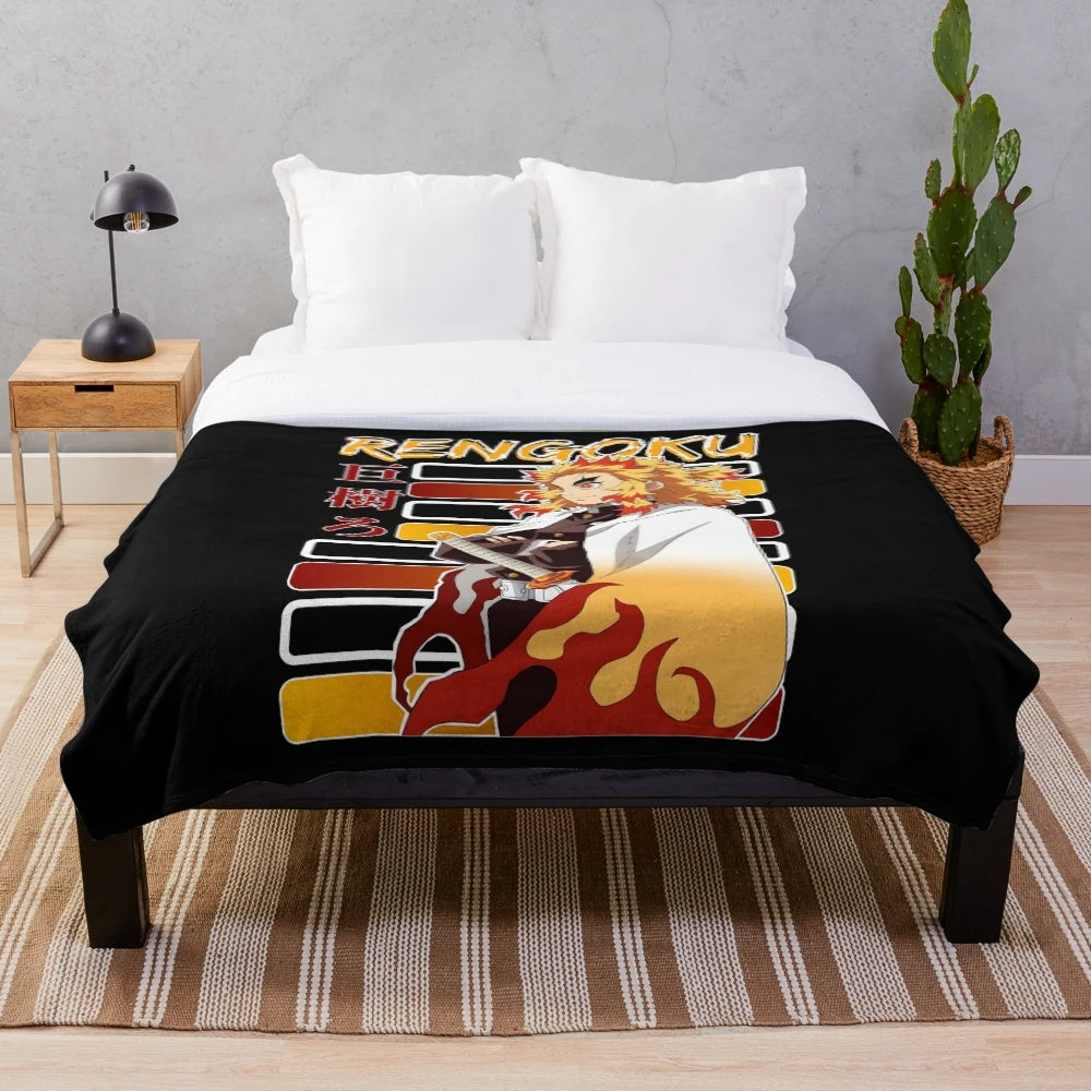 Soft and cuddly plush blanket featuring Kyojuro Rengoku from the popular anime series Demon Slayer