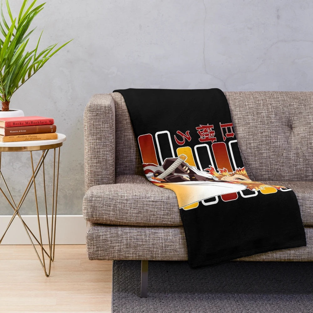 Soft and cuddly plush blanket featuring Kyojuro Rengoku from the popular anime series Demon Slayer