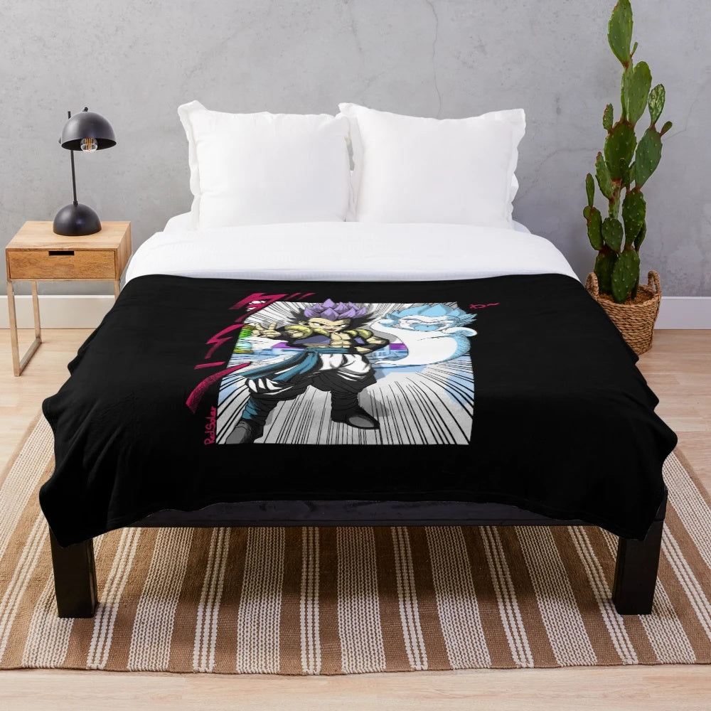 Gotenks-themed plush blanket for anime fans