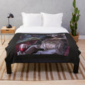 Anime plush blanket with cool guy and lone wolf design