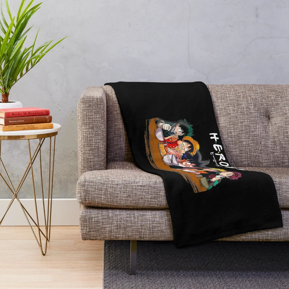 Soft and cozy anime-inspired plush blanket featuring Japanese manga artwork