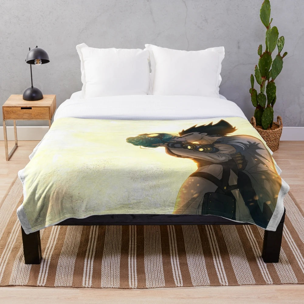Soft and cozy plush blanket featuring Vegeta and Bulma from the Dragonball anime series