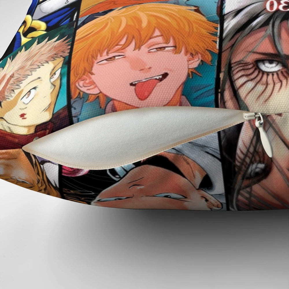 Soft and comfortable anime-inspired pillow featuring a stylized shirt design