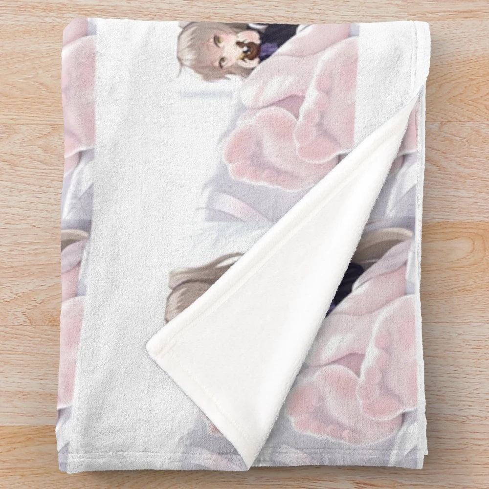 Anime-style plush blanket featuring a cute, whimsical design