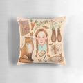 Pillow featuring Anne Shirley of Green Gables and nature motifs