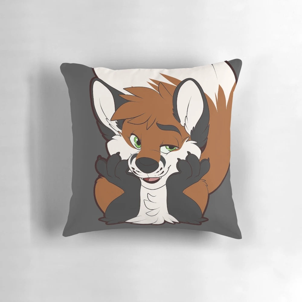 Soft, plush pillow in the shape of an anthropomorphic fox character, perfect for cuddling or decorating.