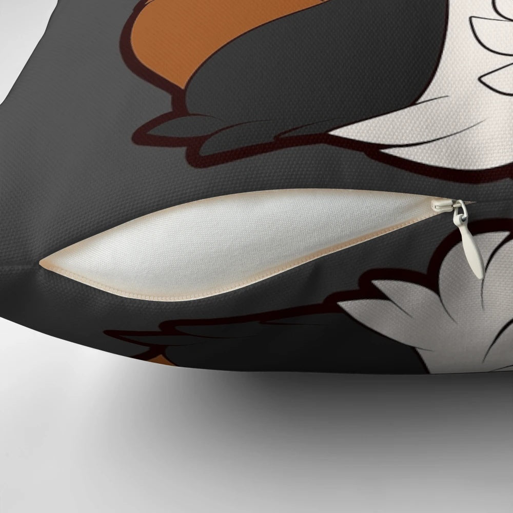 Soft, plush pillow in the shape of an anthropomorphic fox character, perfect for cuddling or decorating.