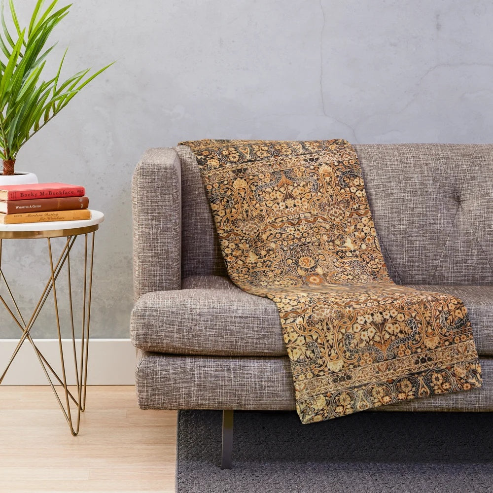 Antique Persian Kirman rug-inspired plush blanket