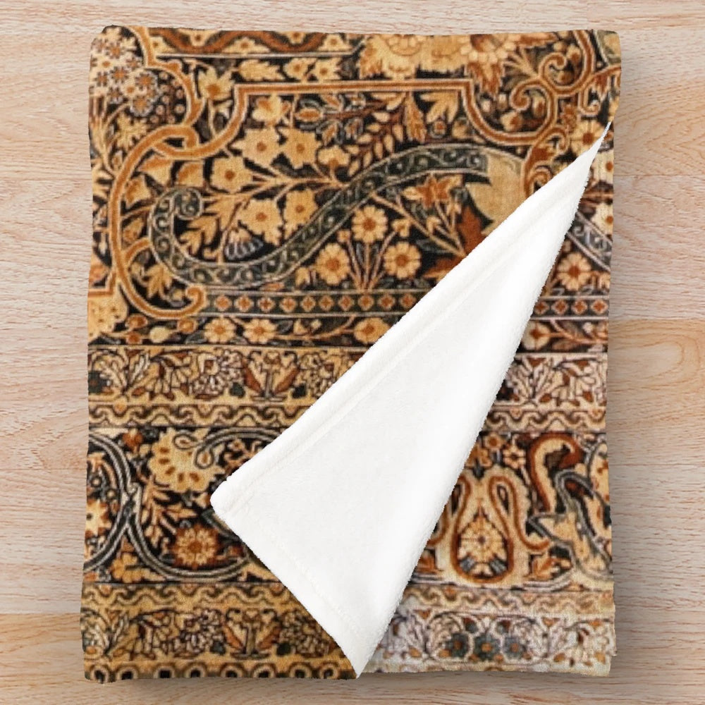 Antique Persian Kirman rug-inspired plush blanket