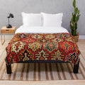 Antique Turkish kilim tribal rug print plush blanket