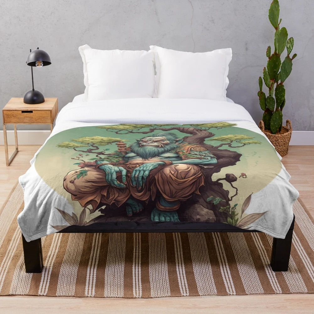 Cozy ape plush blanket with a botanical, minimalist design