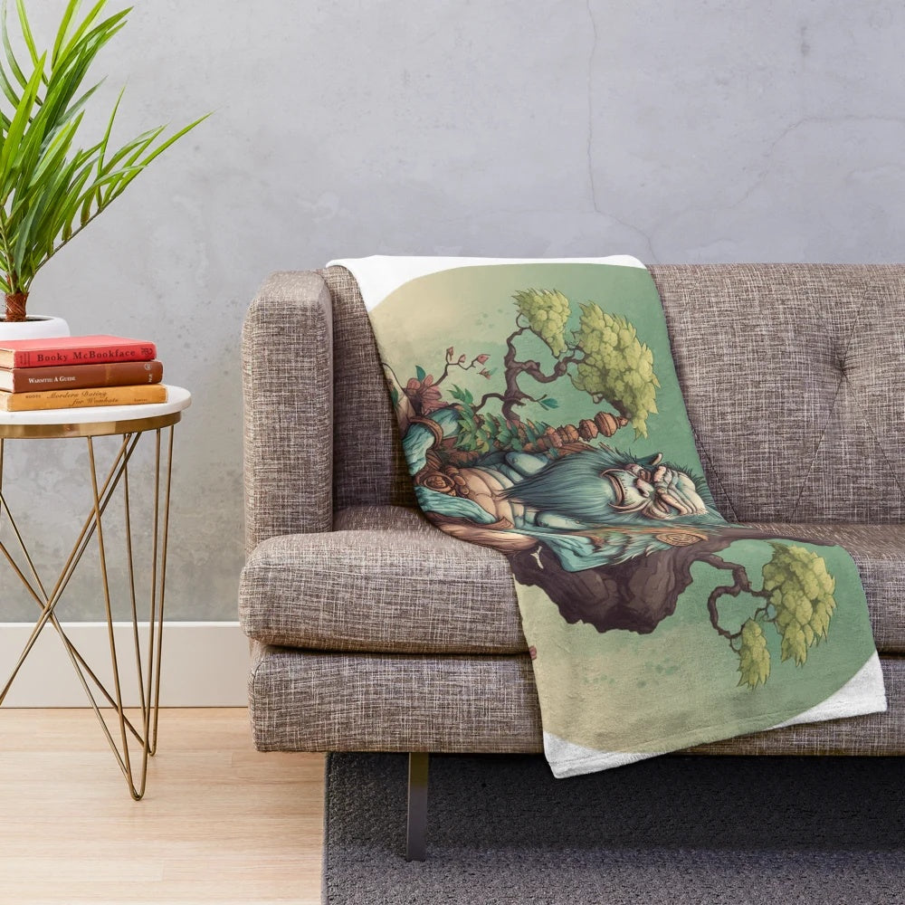 Cozy ape plush blanket with a botanical, minimalist design