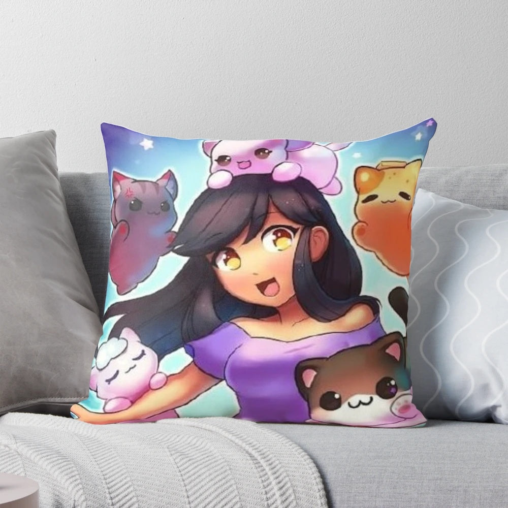 Soft, pink Aphmau-themed pillow with cute anime design