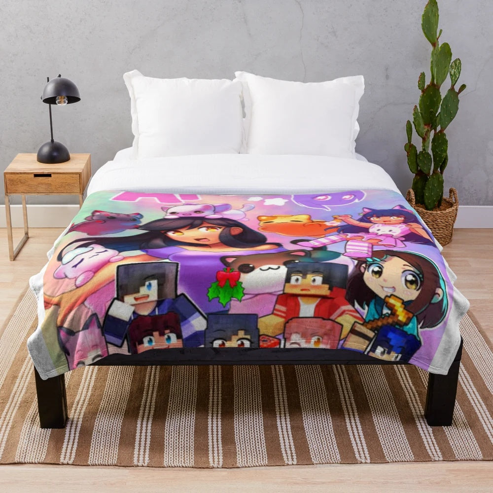 Soft and cuddly plush blanket featuring the popular YouTube creator Aphmau