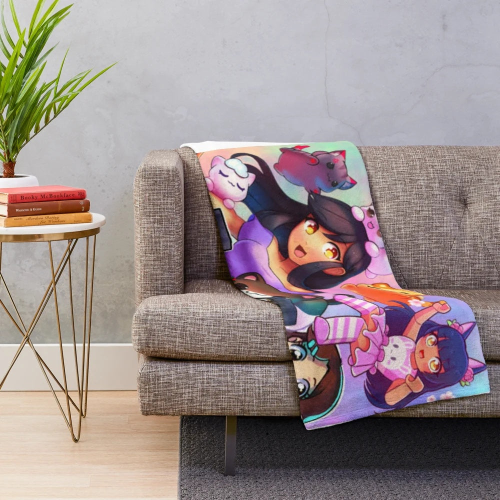 Soft and cuddly plush blanket featuring the popular YouTube creator Aphmau