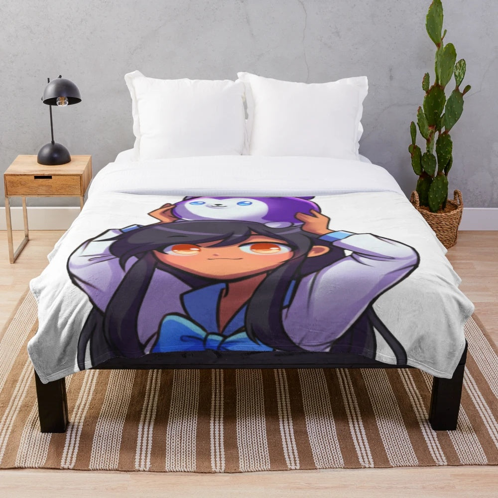 Aphmau-inspired plush blanket with cute, kawaii design