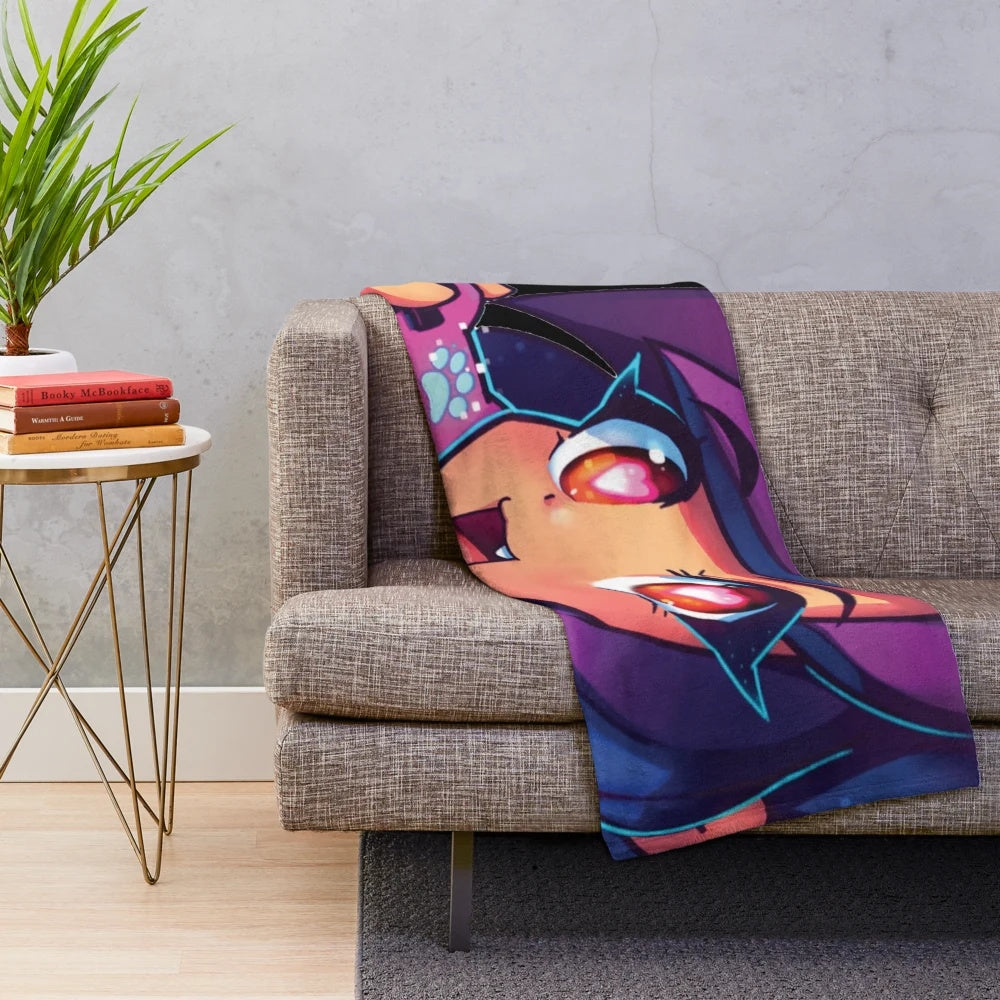 Aphmau-inspired plush blanket featuring video game elements