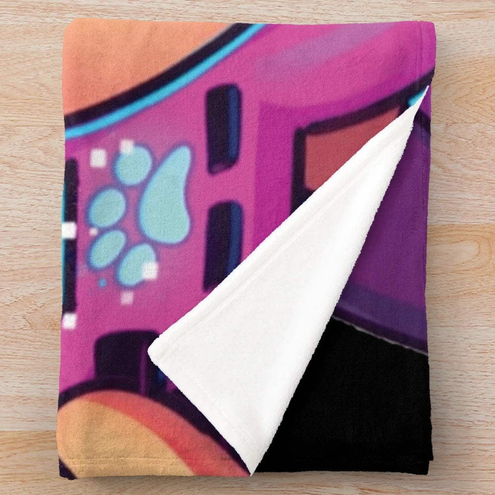 Aphmau-inspired plush blanket featuring video game elements