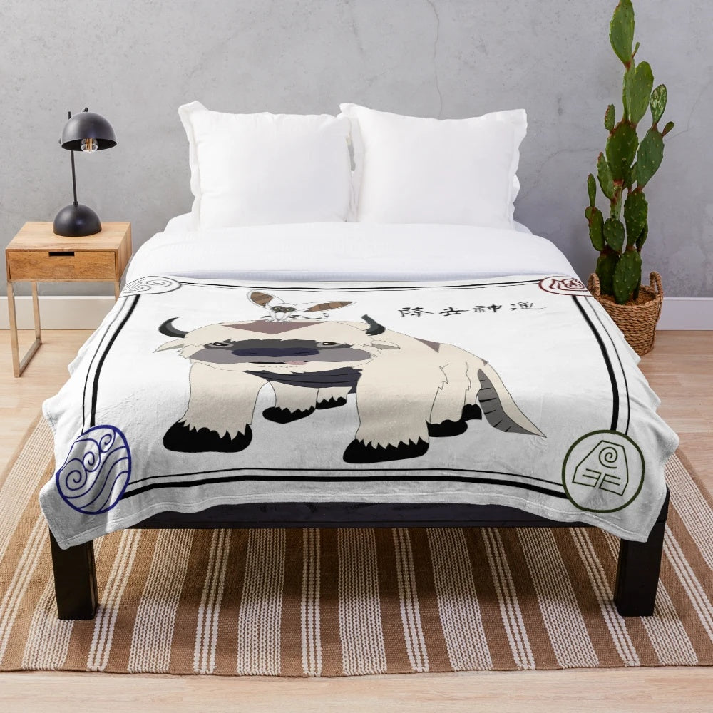 Soft and plush blanket featuring Appa and Momo from Avatar: The Last Airbender