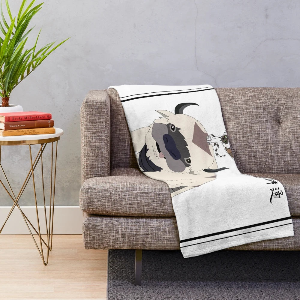 Soft and plush blanket featuring Appa and Momo from Avatar: The Last Airbender