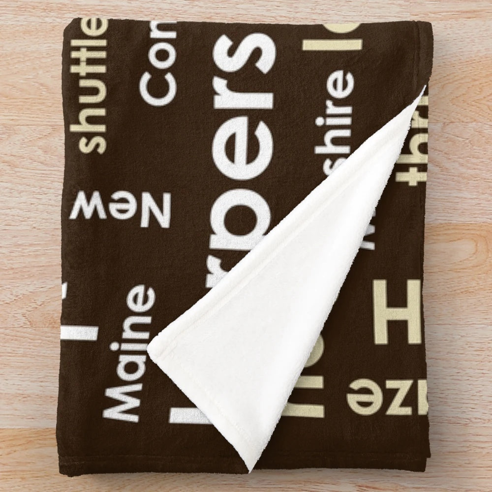 Appalachian Trail-themed plush blanket with word cloud design